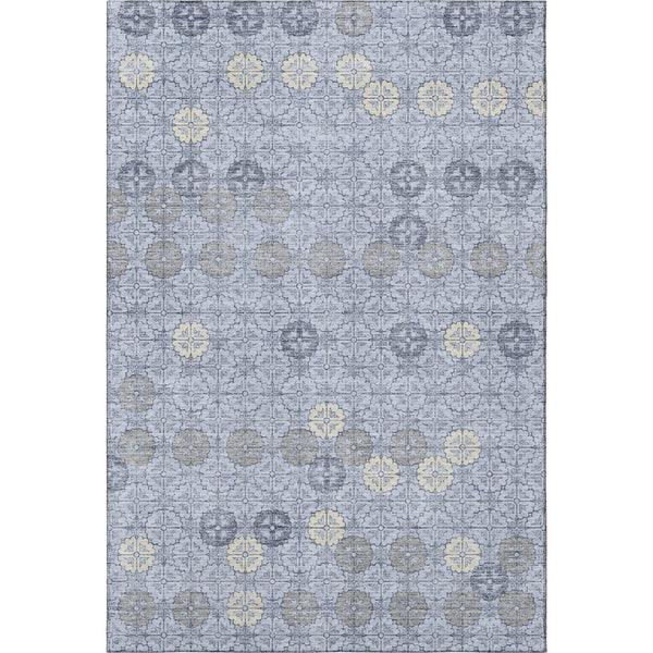 HomeRoots 8' X 10' Blue and Ivory Geometric Area Rug - Washable, UV Protected, Durable for Homes with Kids & Pets 705939