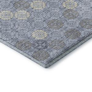 HomeRoots 9' X 12' Blue and Ivory Geometric Area Rug - Stylish, Washable, UV Protected for Busy Spaces! 705940