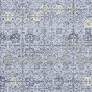 HomeRoots 9' X 12' Blue and Ivory Geometric Area Rug - Stylish, Washable, UV Protected for Busy Spaces! 705940