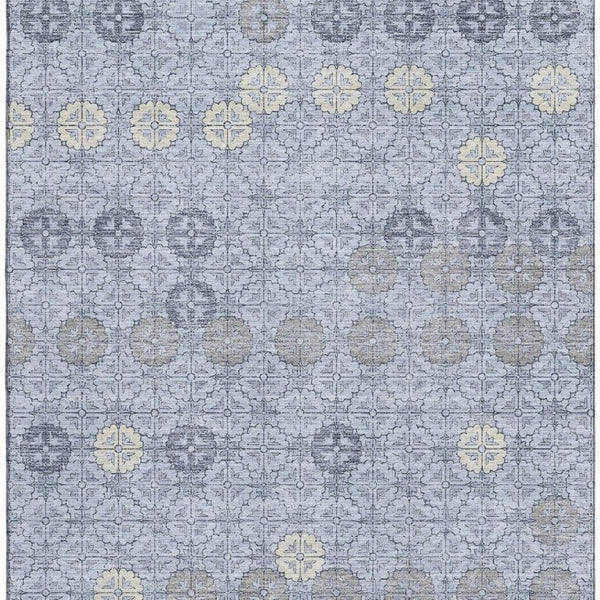 HomeRoots 10' Blue & Ivory Geometric Area Rug – Washable, UV Protected, Durable for High-Traffic Spaces! 705941