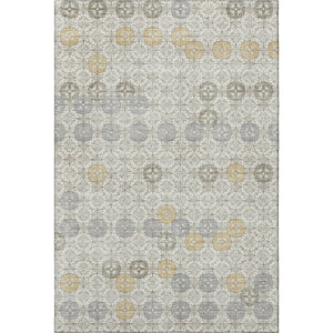 HomeRoots 5' X 8' Ivory Gold & Gray Geometric Area Rug – Stylish, Washable, UV-Protected for Busy Homes! 705943