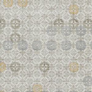 HomeRoots 8' X 10' Elegant Ivory Gold Gray Geometric Washable Area Rug with UV Protection for High-Traffic Spaces 705945
