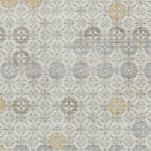 HomeRoots 9' X 12' Ivory Gold & Gray Geometric Area Rug - Durable, Washable, UV Protected for High Traffic Homes 705946