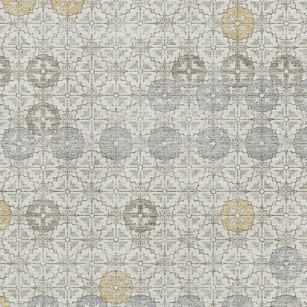 HomeRoots 9' X 12' Ivory Gold & Gray Geometric Area Rug - Durable, Washable, UV Protected for High Traffic Homes 705946