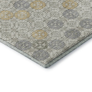 HomeRoots 10' X 14' Ivory Gold & Gray Geometric Area Rug - Washable, UV-Protected, Stylish & Durable Design 705947