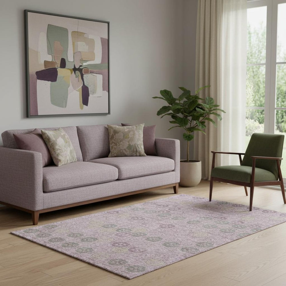 HomeRoots 5' X 8' Modern Plum and Gray Geometric Area Rug - Washable, UV Protected, Durable, Non-Slip Design 705949
