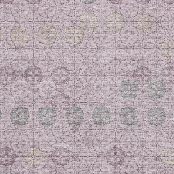 HomeRoots 5' X 8' Modern Plum and Gray Geometric Area Rug - Washable, UV Protected, Durable, Non-Slip Design 705949