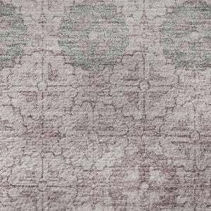 HomeRoots 8' Stylish Plum and Gray Geometric Washable Round Rug – UV Protected, Non-Slip, Easy Care! 705950