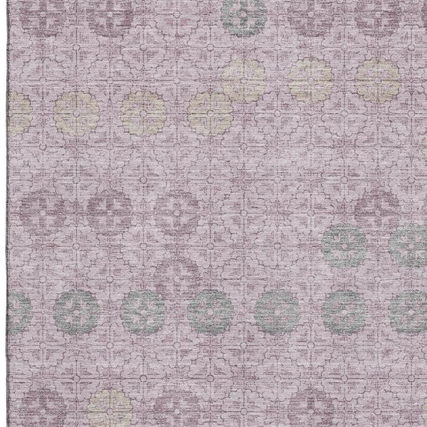 HomeRoots 8' X 10' Stylish Plum & Gray Geometric Washable Area Rug with UV Protection for Busy Homes 705951