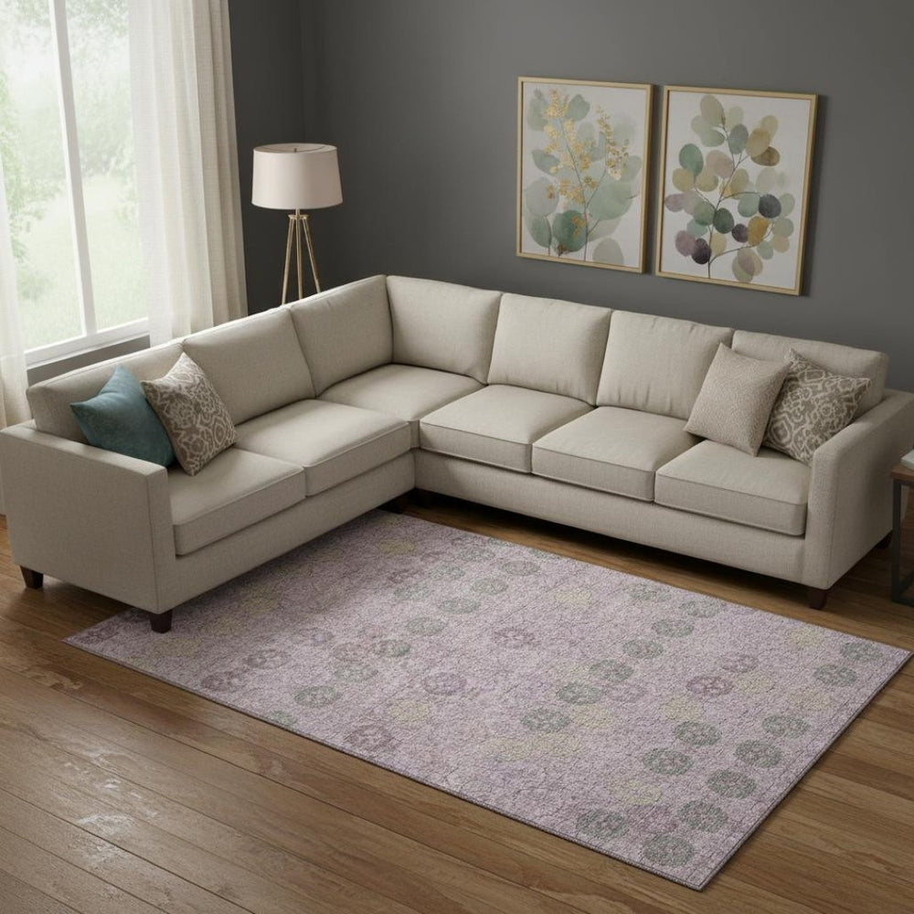 HomeRoots 9' X 12' Stylish Plum & Gray Geometric Area Rug - Washable, UV Resistant, Non-Slip for Busy Homes! 705952