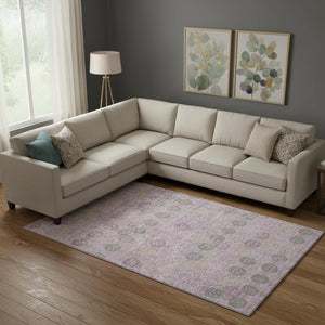 HomeRoots 9' X 12' Stylish Plum & Gray Geometric Area Rug - Washable, UV Resistant, Non-Slip for Busy Homes! 705952