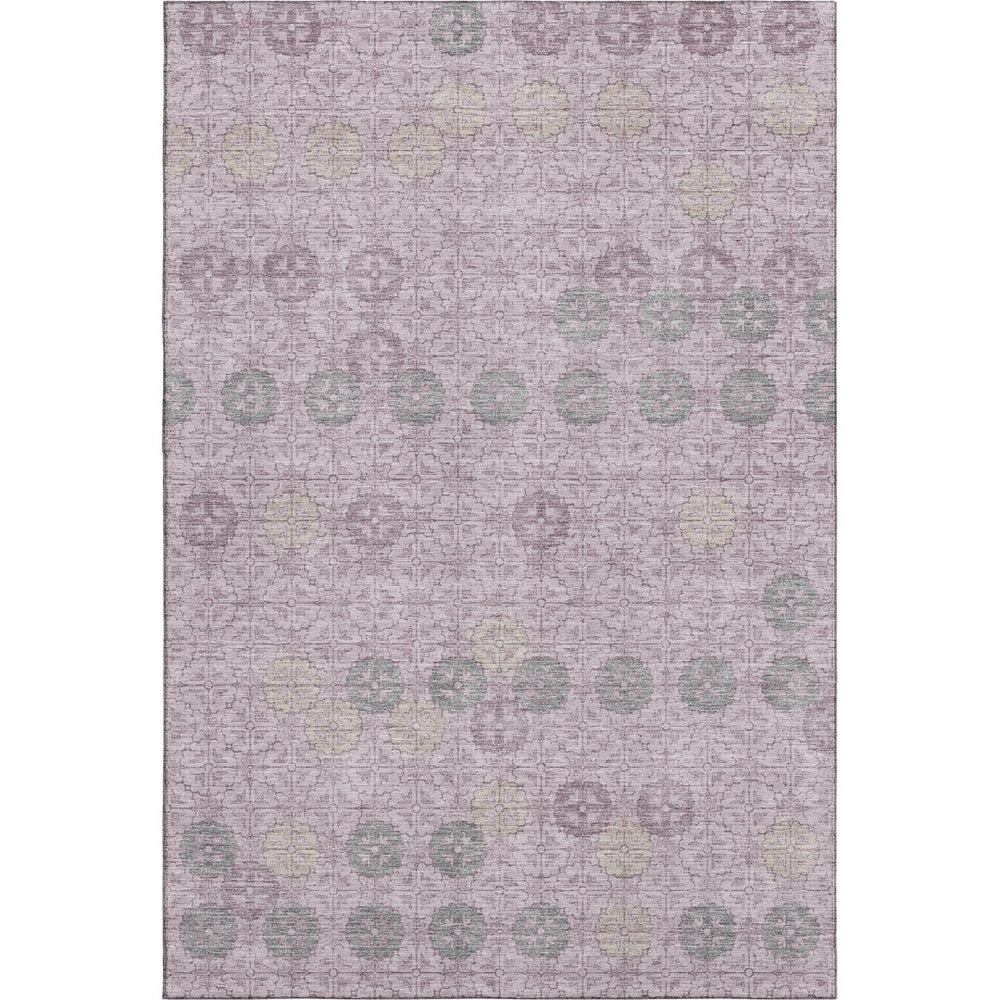 HomeRoots 9' X 12' Stylish Plum & Gray Geometric Area Rug - Washable, UV Resistant, Non-Slip for Busy Homes! 705952