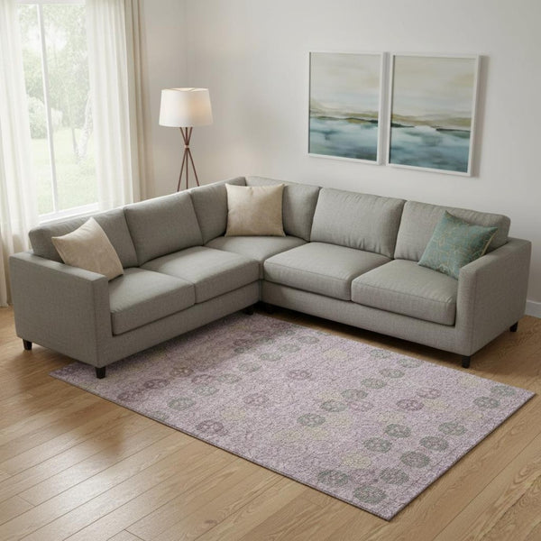 HomeRoots 10' X 14' Plum and Gray Geometric Area Rug - Washable, UV-Protected, Stain-Resistant Style for Homes 705953