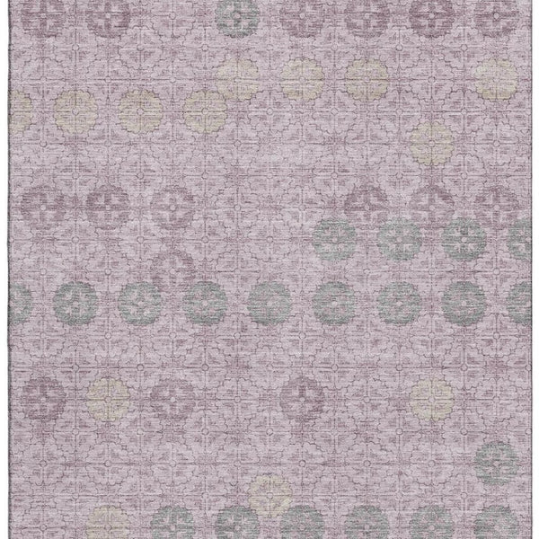 HomeRoots 10' X 14' Plum and Gray Geometric Area Rug - Washable, UV-Protected, Stain-Resistant Style for Homes 705953