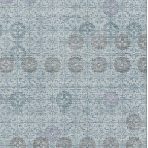 HomeRoots 5' X 8' Teal and Gray Geometric Washable Area Rug with UV Protection for High-Traffic Spaces 705955