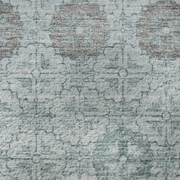 HomeRoots 8' Teal and Gray Geometric Round Rug - Washable, UV Protected, Durable for Living Spaces & More! 705956