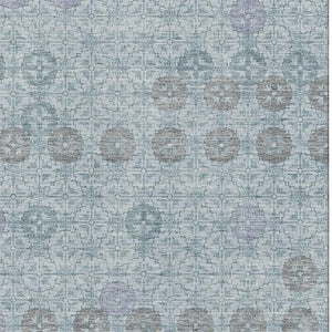 HomeRoots 8' X 10' Teal and Gray Geometric Area Rug – Washable, UV-Protected, Stylish & Durable for High-Traffic Rooms 705957