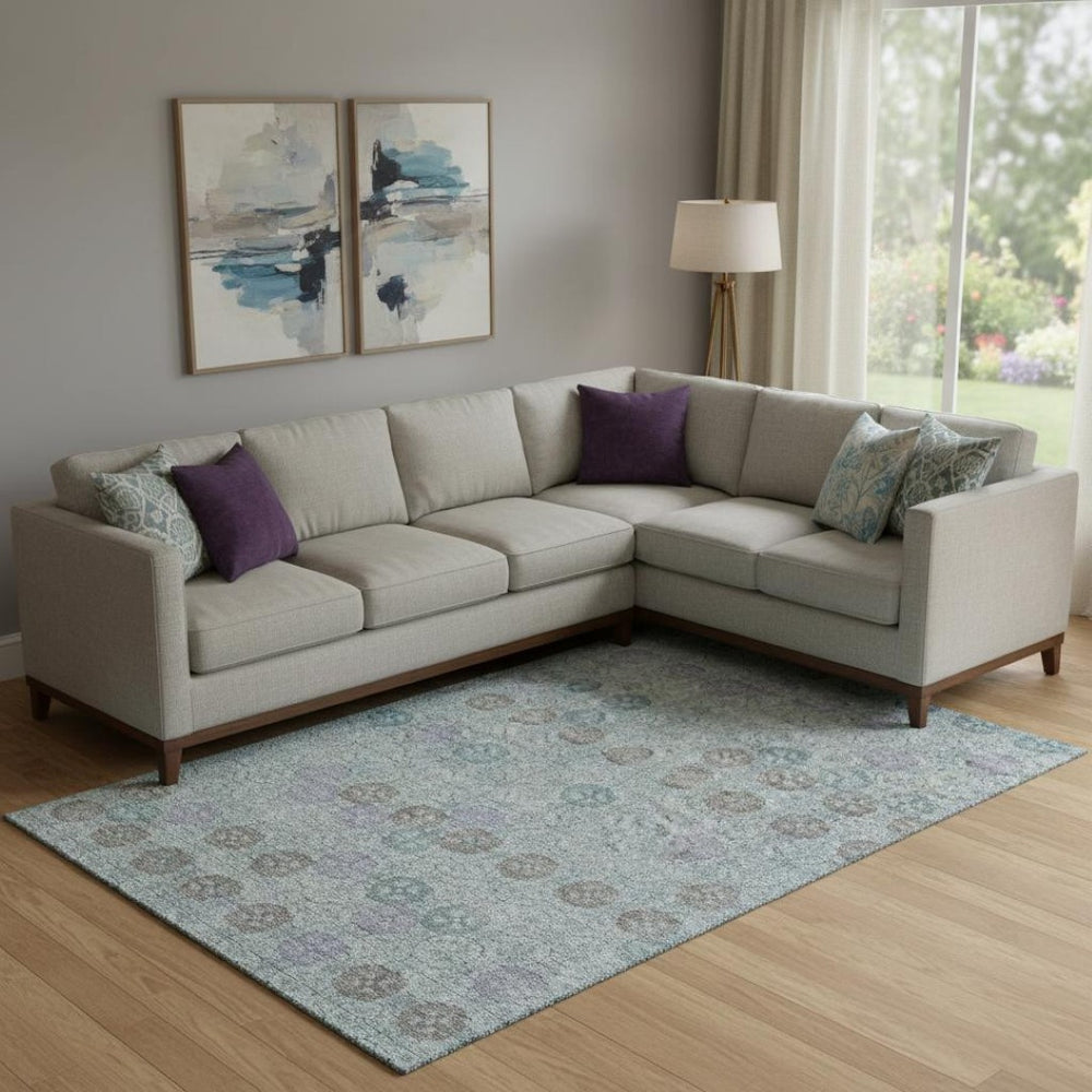 HomeRoots 9' X 12' Teal and Gray Geometric Area Rug - Durable, Washable, UV-Protected for Modern Homes 705958