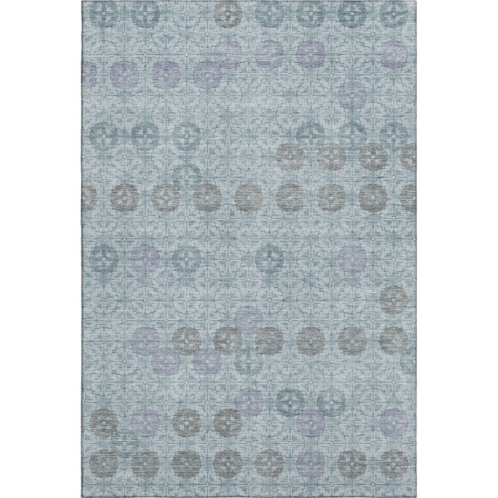 HomeRoots 9' X 12' Teal and Gray Geometric Area Rug - Durable, Washable, UV-Protected for Modern Homes 705958