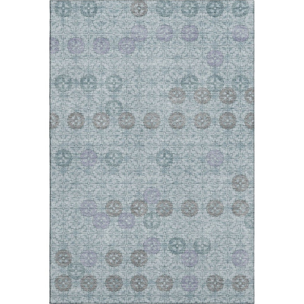 HomeRoots 9' X 12' Teal and Gray Geometric Area Rug - Durable, Washable, UV-Protected for Modern Homes 705958