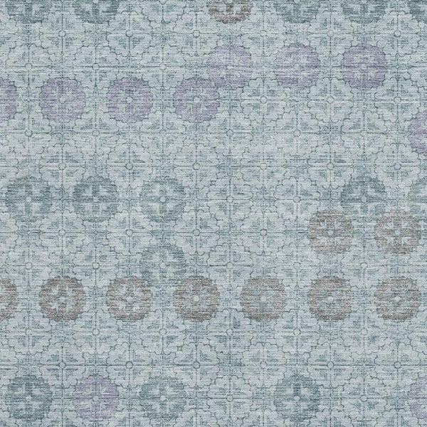 HomeRoots 9' X 12' Teal and Gray Geometric Area Rug - Durable, Washable, UV-Protected for Modern Homes 705958