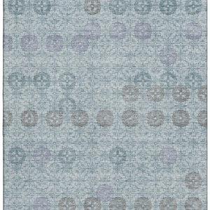 HomeRoots 9' X 12' Teal and Gray Geometric Area Rug - Durable, Washable, UV-Protected for Modern Homes 705958