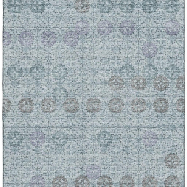 HomeRoots 9' X 12' Teal and Gray Geometric Area Rug - Durable, Washable, UV-Protected for Modern Homes 705958