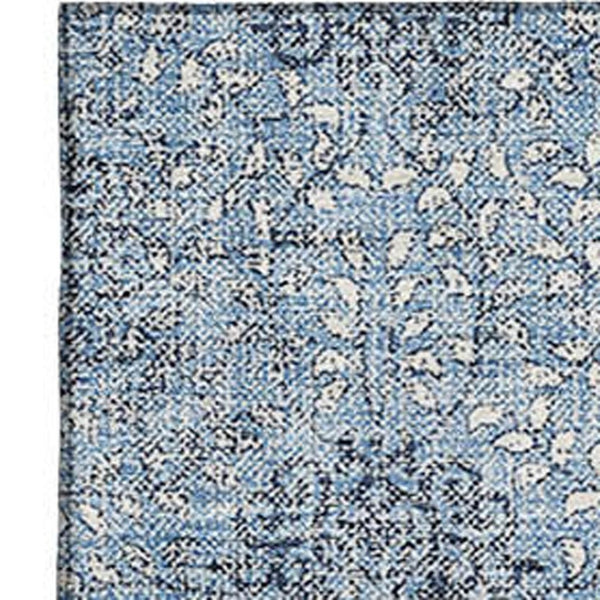 HomeRoots 5' X 8' Blue Gray Ivory Damask Area Rug – Washable, UV-Protected, Durable Design for Stylish Homes 705961