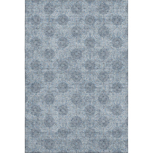 HomeRoots 8' X 10' Stylish Washable Blue Gray & Ivory Damask Area Rug with UV Protection for Homes & Pets 705963
