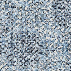 HomeRoots 8' X 10' Stylish Washable Blue Gray & Ivory Damask Area Rug with UV Protection for Homes & Pets 705963