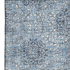 HomeRoots 8' X 10' Stylish Washable Blue Gray & Ivory Damask Area Rug with UV Protection for Homes & Pets 705963