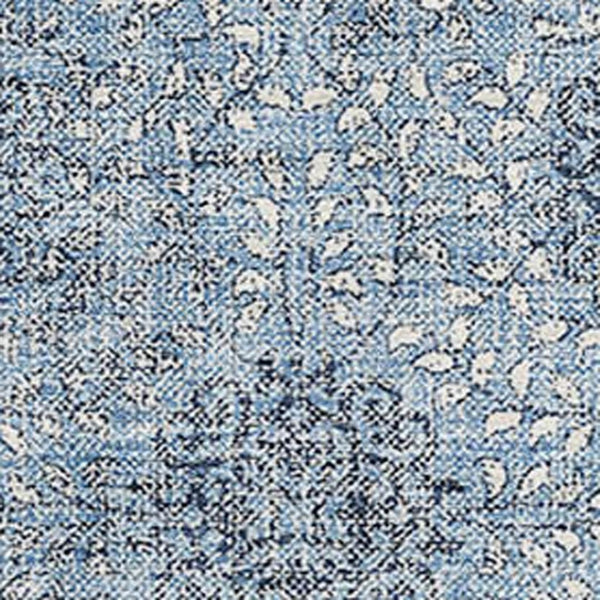 HomeRoots 9' X 12' Blue-Gray Ivory Damask Area Rug - Washable, UV-Protected, Perfect for High-Traffic Spaces 705964