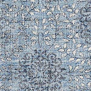 HomeRoots 10' X 14' Stylish Blue Gray & Ivory Damask Washable Area Rug with Stain Resistance & UV Protection 705965