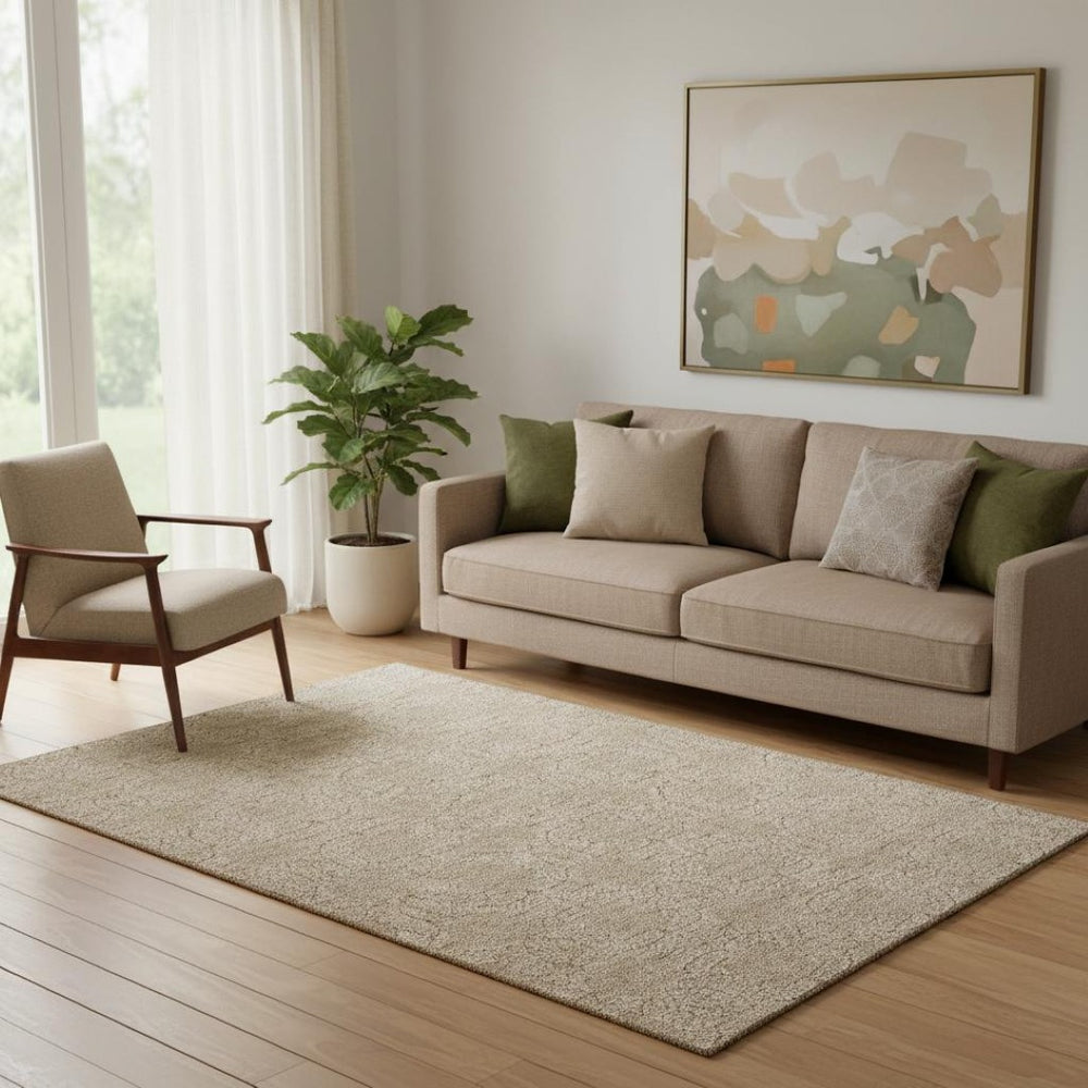 HomeRoots 5' X 8' Copper & Beige Damask Washable Area Rug – Durable, UV-Protected & Stain-Resistant Elegance 705967
