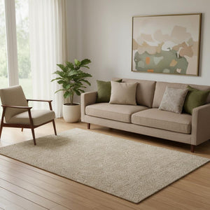 HomeRoots 5' X 8' Copper & Beige Damask Washable Area Rug – Durable, UV-Protected & Stain-Resistant Elegance 705967