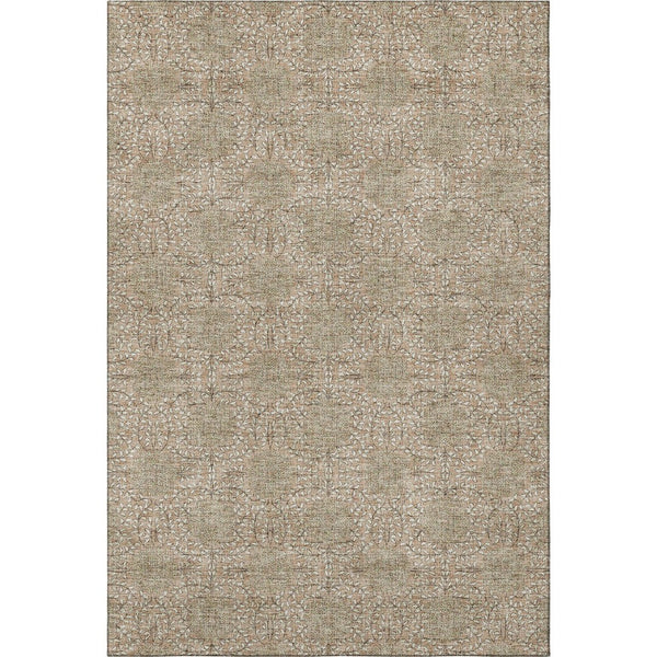 HomeRoots 5' X 8' Copper & Beige Damask Washable Area Rug – Durable, UV-Protected & Stain-Resistant Elegance 705967