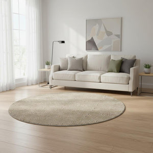 HomeRoots 8' Copper and Beige Damask Washable Round Rug - Stylish, Durable, UV-Protected for Any Space! 705968