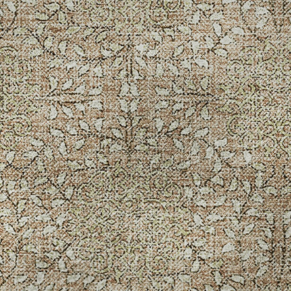 HomeRoots 8' Copper and Beige Damask Washable Round Rug - Stylish, Durable, UV-Protected for Any Space! 705968