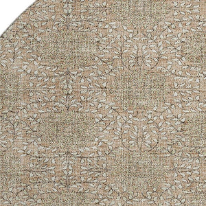 HomeRoots 8' Copper and Beige Damask Washable Round Rug - Stylish, Durable, UV-Protected for Any Space! 705968