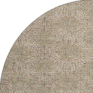 HomeRoots 8' Copper and Beige Damask Washable Round Rug - Stylish, Durable, UV-Protected for Any Space! 705968