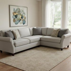 HomeRoots 8' X 10' Copper and Beige Damask Area Rug - Washable, UV Protected, Perfect for High-Traffic Homes! 705969