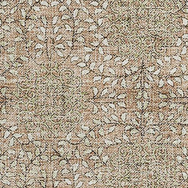 HomeRoots 8' X 10' Copper and Beige Damask Area Rug - Washable, UV Protected, Perfect for High-Traffic Homes! 705969