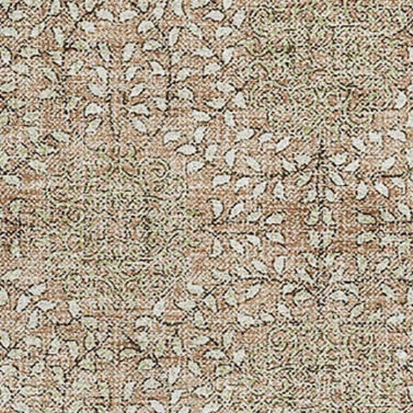 HomeRoots 9' X 12' Elegant Copper And Beige Damask Area Rug - Washable, UV Protected, Kid & Pet Friendly! 705970