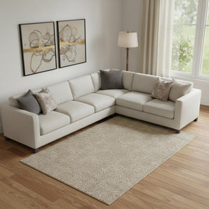 HomeRoots 10' Copper & Beige Damask Washable Area Rug - UV Protected, Stain-Resistant, Stylish & Durable! 705971