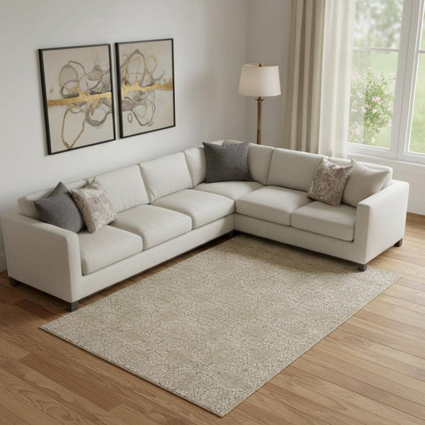 HomeRoots 10' Copper & Beige Damask Washable Area Rug - UV Protected, Stain-Resistant, Stylish & Durable! 705971