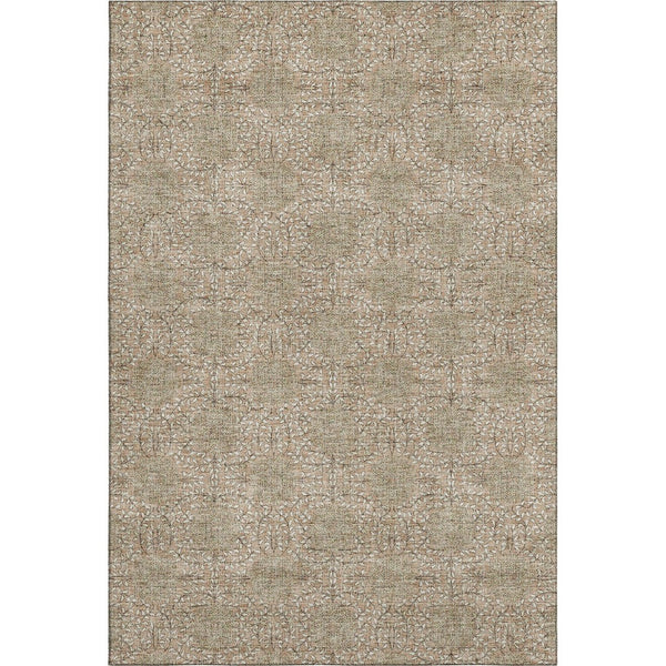 HomeRoots 10' Copper & Beige Damask Washable Area Rug - UV Protected, Stain-Resistant, Stylish & Durable! 705971