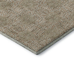 HomeRoots 10' Copper & Beige Damask Washable Area Rug - UV Protected, Stain-Resistant, Stylish & Durable! 705971