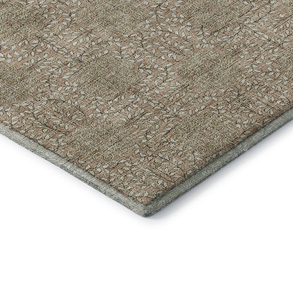 HomeRoots 10' Copper & Beige Damask Washable Area Rug - UV Protected, Stain-Resistant, Stylish & Durable! 705971