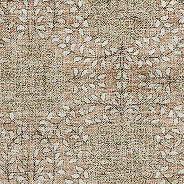 HomeRoots 10' Copper & Beige Damask Washable Area Rug - UV Protected, Stain-Resistant, Stylish & Durable! 705971