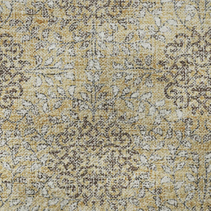 HomeRoots 8' Gold and Taupe Damask Washable Round Rug with UV Protection – Stylish, Durable, and Stain-Resistant! 705974
